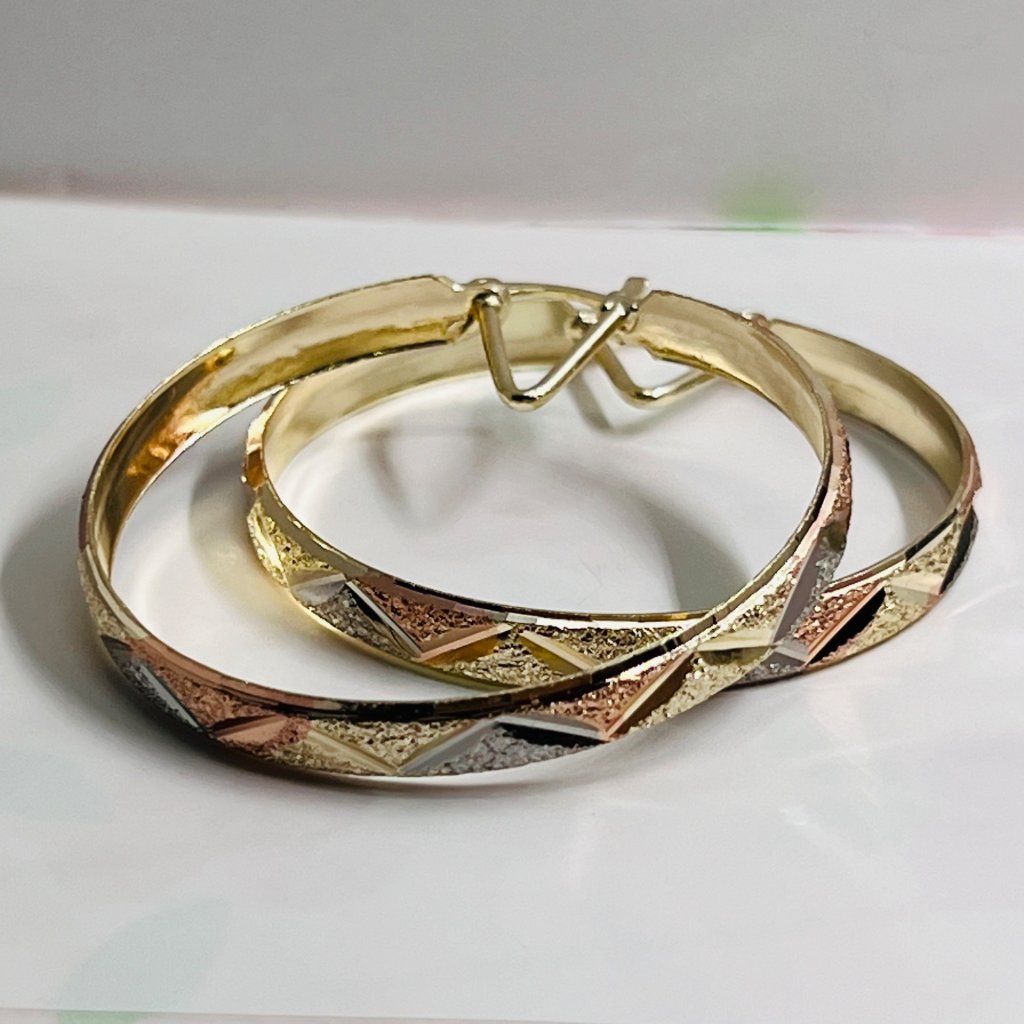 Gold Filled Hoops, Brazilian Gold Earrings, Tri Tone Gold Hoops, Pantallas